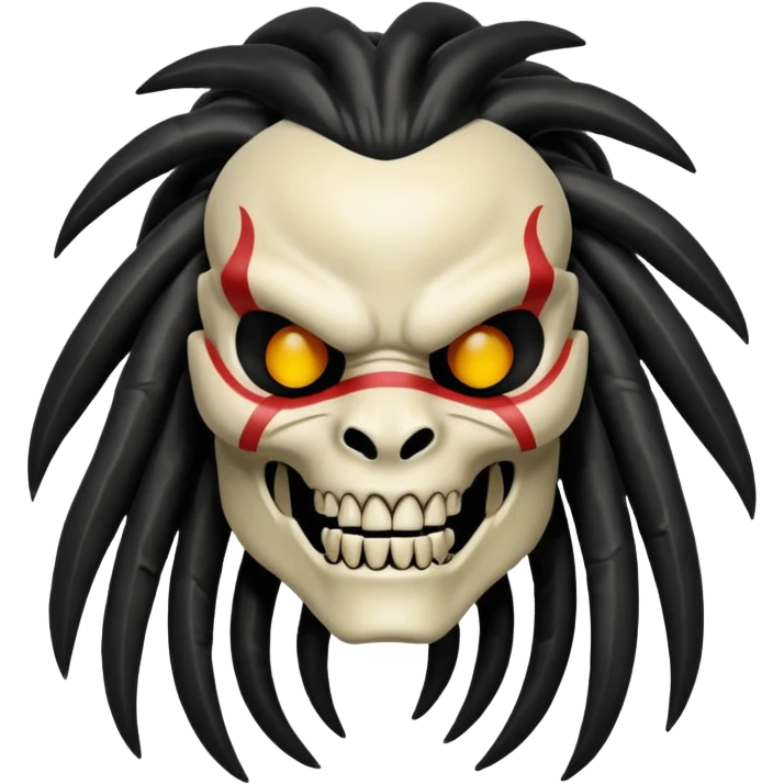 smiling bone predator from movie predator with rasta black hair emoji