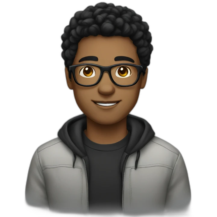 Boy black hair black glasses fair skin emoji