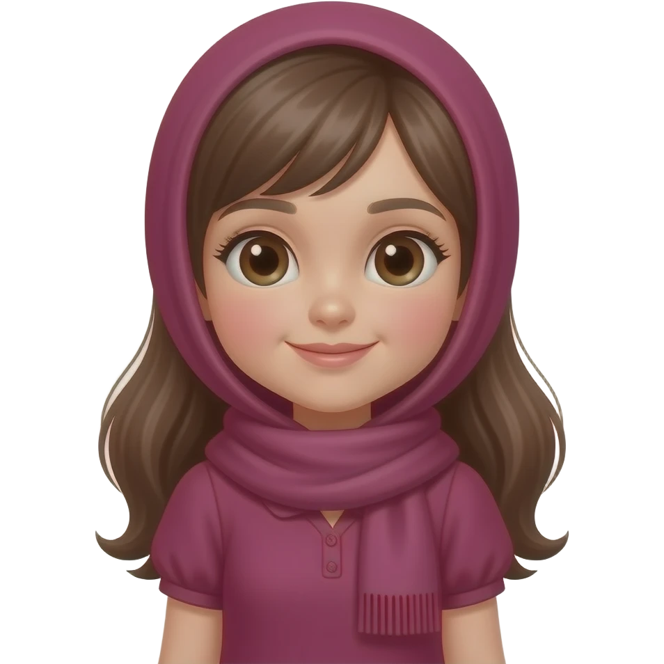 Small cute girl In dark pink dress with same scarf on her head emoji