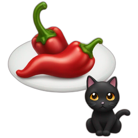 Chilli pepper eat black cat emoji