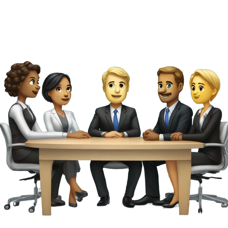 5 people business meeting sitting at a table emoji