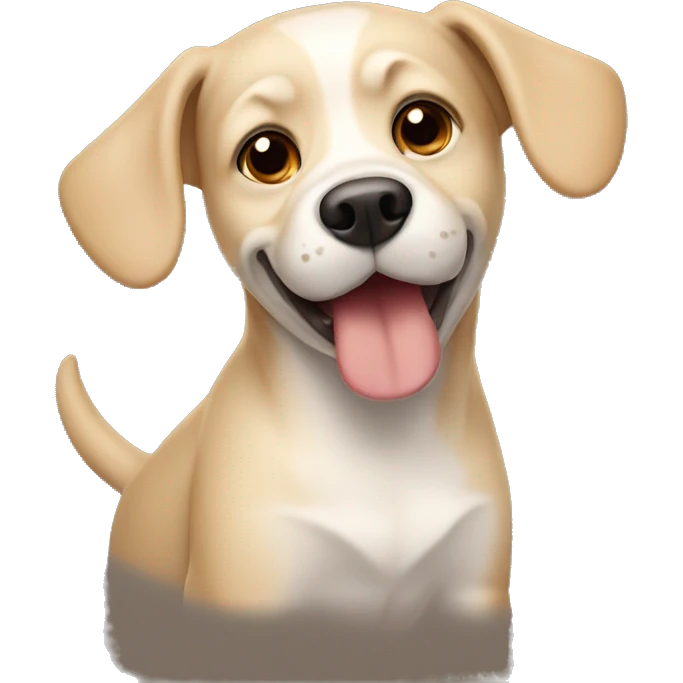A medium-sized light beige dog with perky ears emoji