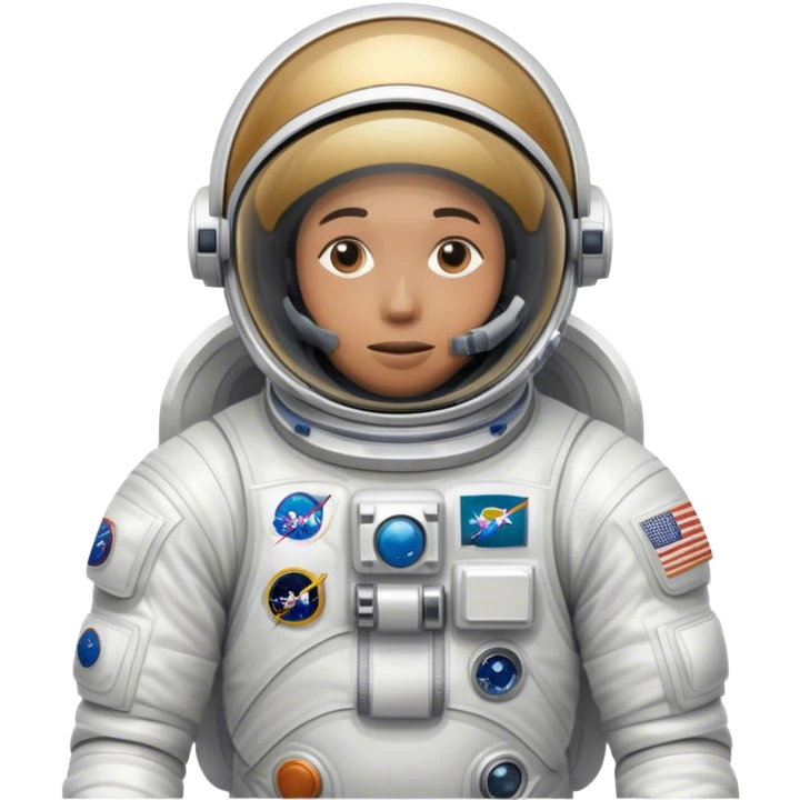 Cinematic Realistic mystery Astronaut visor down hiding face– A highly detailed depiction of an astronaut in a state-of-the-art space suit, floating weightlessly in the vast expanse of space. The reflective visor hides the face so we do not see the astronauts face, while intricate suit details and soft lighting create an immersive sense of realism. emoji