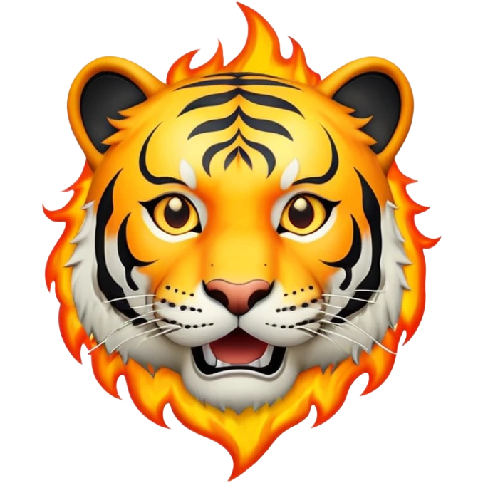 tiger face version of This is Fine meme with small flames for Twitch emote emoji