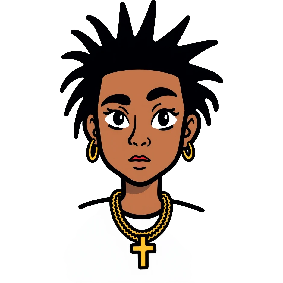 Playboi Carti rapper wearing an upside-down cross necklace emoji