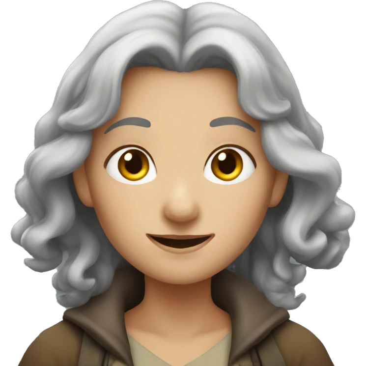 female hobbit with gray hair emoji