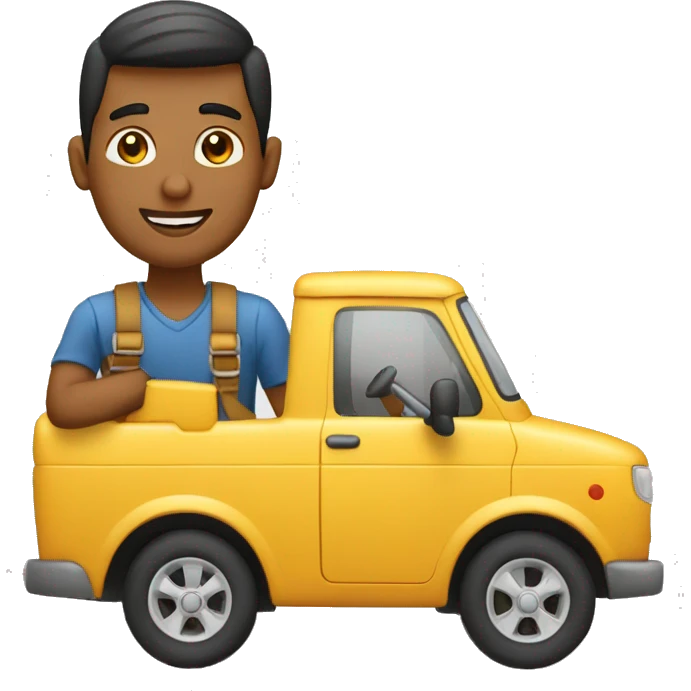 hombre joven conduciendo camioneta emoji