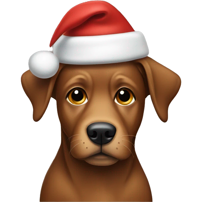 Brown dog wearing a Christmas hat  emoji