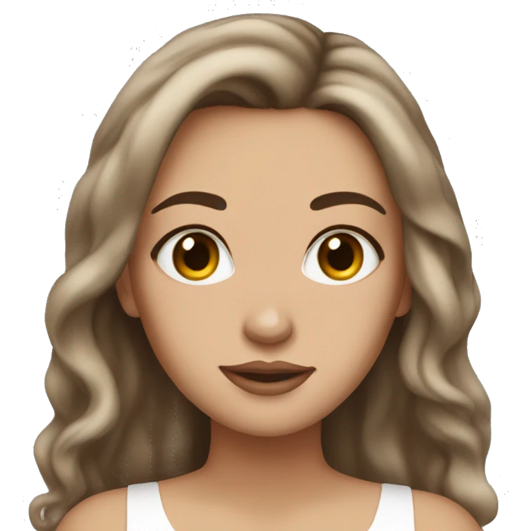 brown white girl wlong hair girl with makeup on  emoji