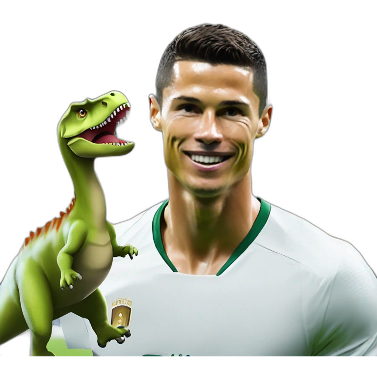 Dinosaures sur un chat qui est sur Cristiano Ronaldo emoji