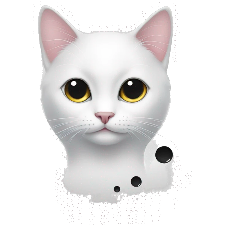 white cat with two big black dots emoji
