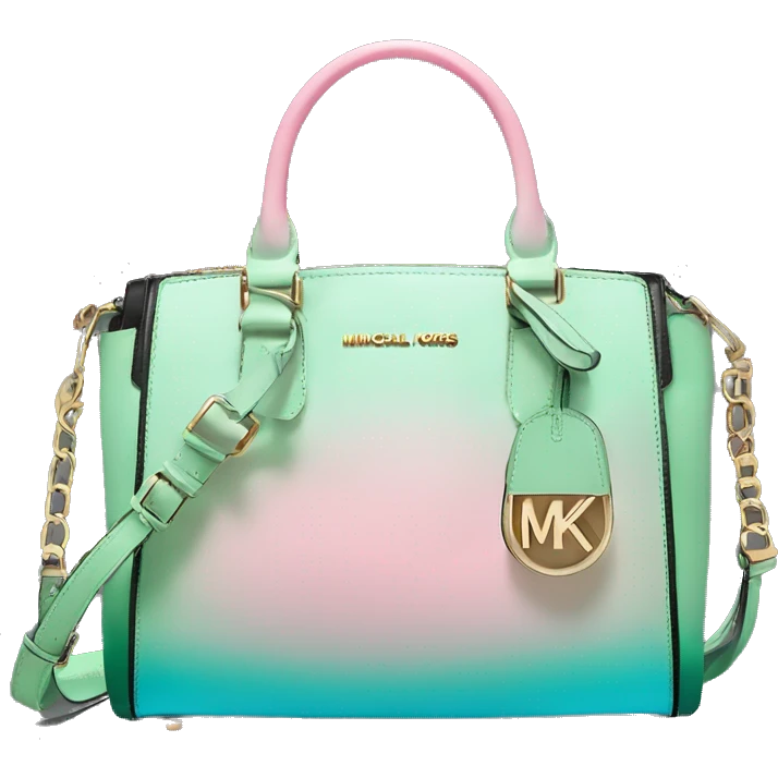Realistic light green light blue light pink ombre and black michael kors satchel purse. emoji