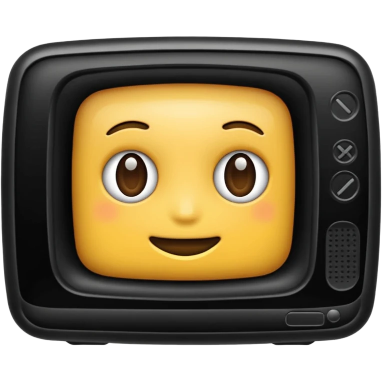 черный телевизор с зеленым экраном и пиксельным рисунком на экране emoji