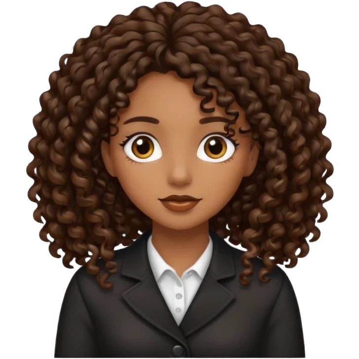 Brow girl with long brown black curls emoji