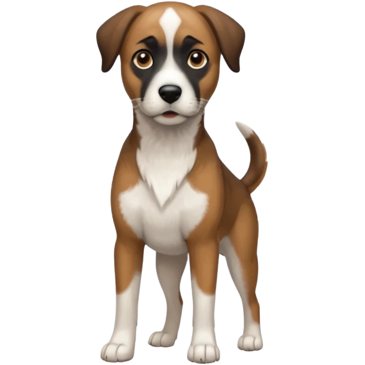 Mountain cur dog with white face black nose and brown ears emoji