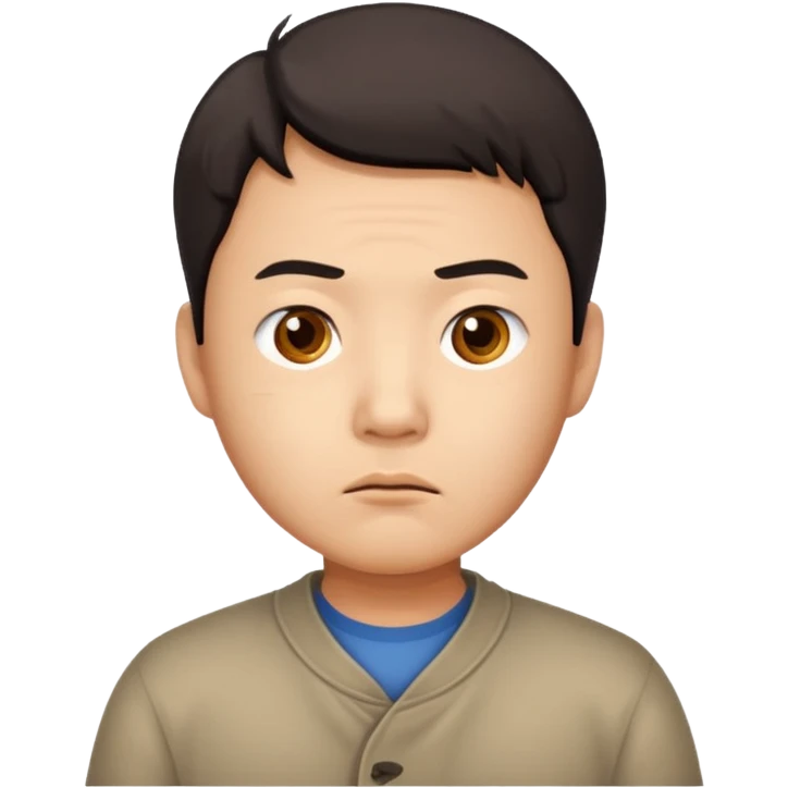 chinese man looking very confused but focused  emoji