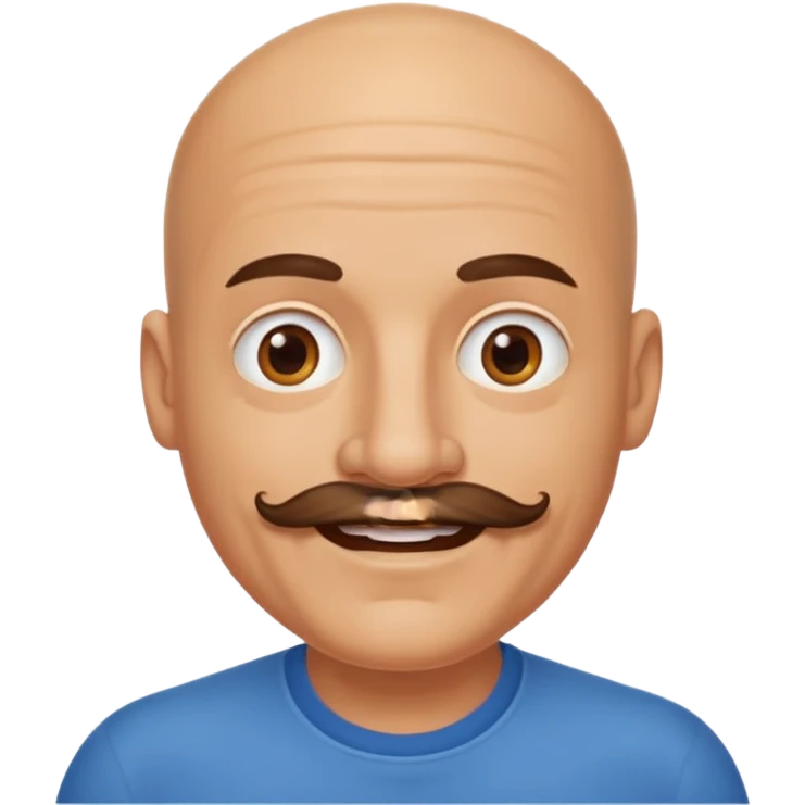 bald mustache man,Big mustache.
negative: Dont use same face style. emoji