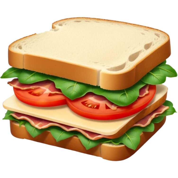 Sourdough bread sandwich with arugula and bacon and tomato slices inside emoji