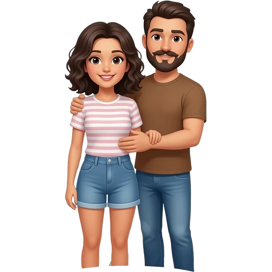 This girl standing at the end of a yacht with a brown guy holding her with just above shoulder length black curly ish hair and a mustache and goatee facial hair combo emoji