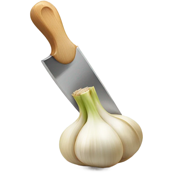 Razor blade cutting garlic emoji