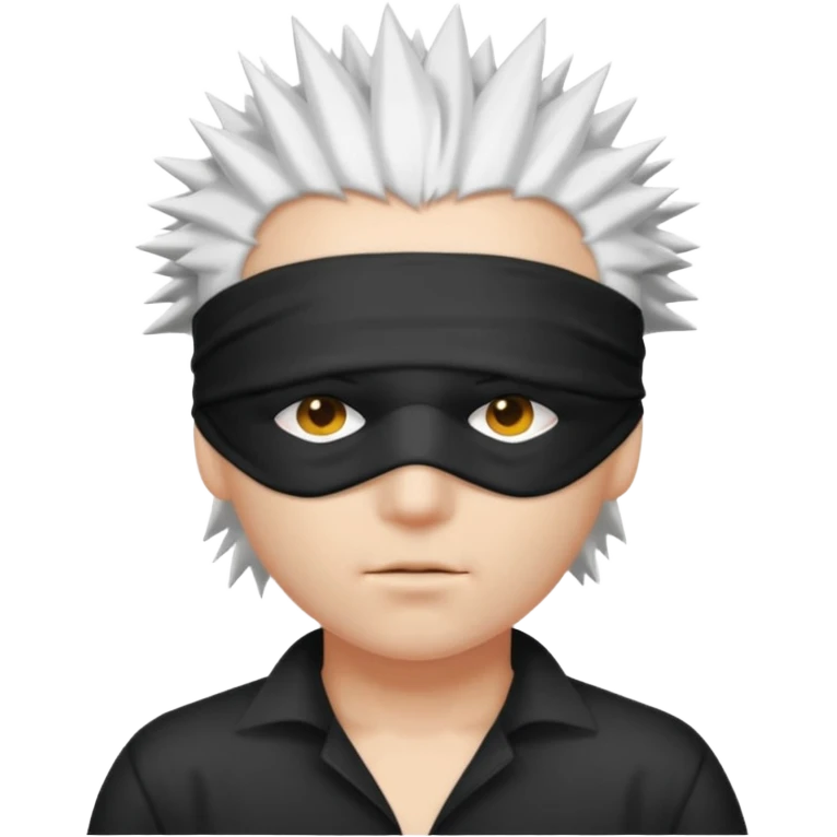 A person with white hair which is standing upward and blindfolded emoji