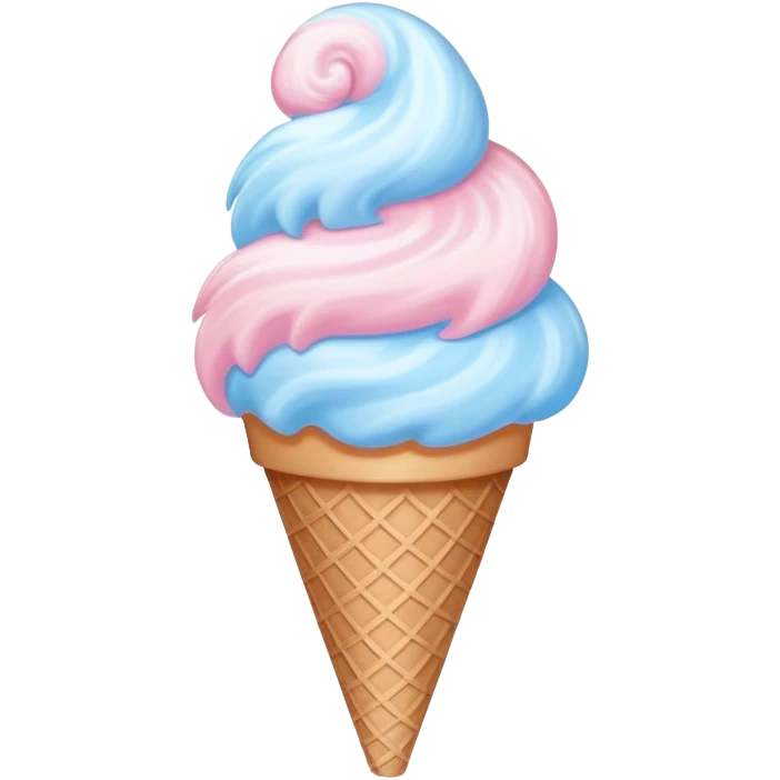 Pastel-colored cotton candy swirl in cone emoji