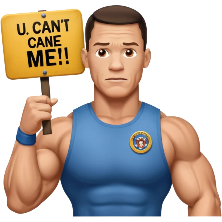 Jhon cena with sign u can see me emoji
