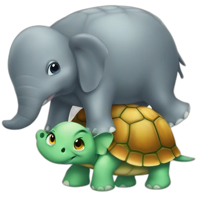 Turtle on a elefant emoji