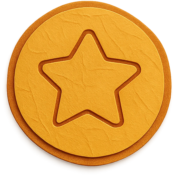 paper craft style dalgona candy with star shape, inspired by Squid Game emoji