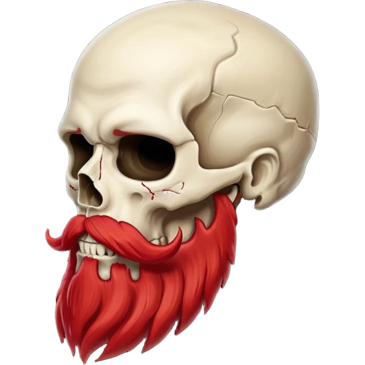 detailed human skull with red mustache and full beard side view emoji