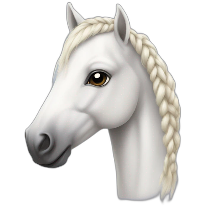 Realistic white pony with a braids emoji
