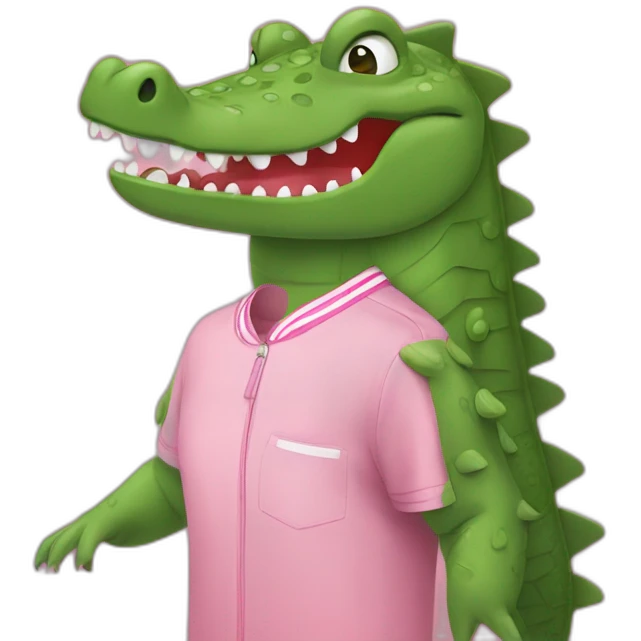 Crocodile with pink Lacoste tshirt emoji