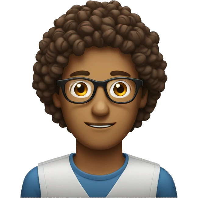 a coffee man with curly hair and glasses emoji