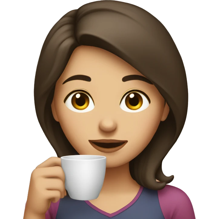 brunette drinking out of a small cup emoji