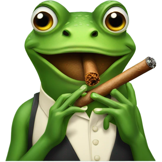 A frog smoking a cigar emoji