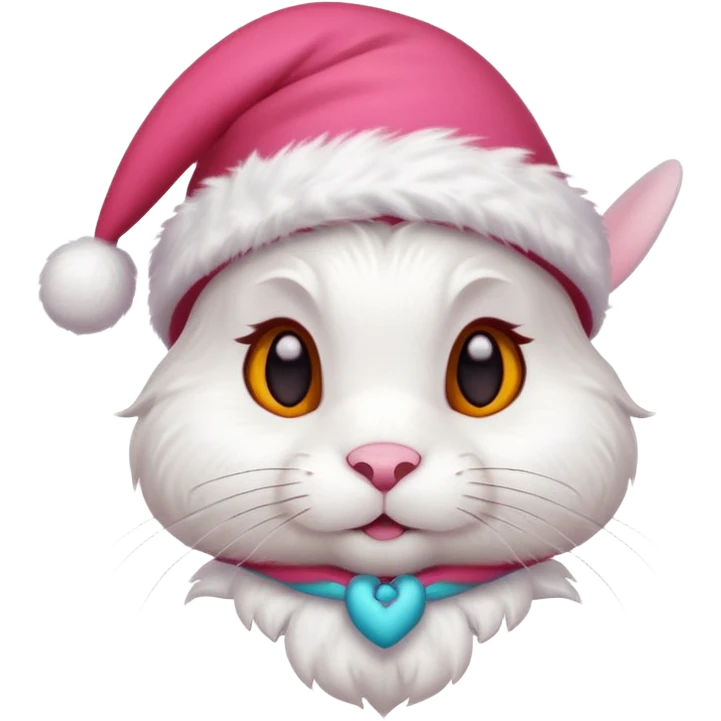 white rabbit in christmas hat emoji