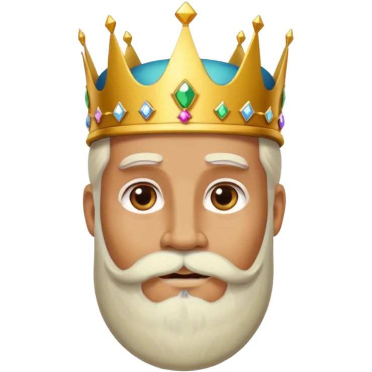 Create a cartoon-style emoji of Melchor, one of the Three Wise Men. Only show his face and crown. He has a kind, wise expression, a long white beard, and a golden crown with jewels. Make it colorful, simple, and suitable as an emoji. emoji