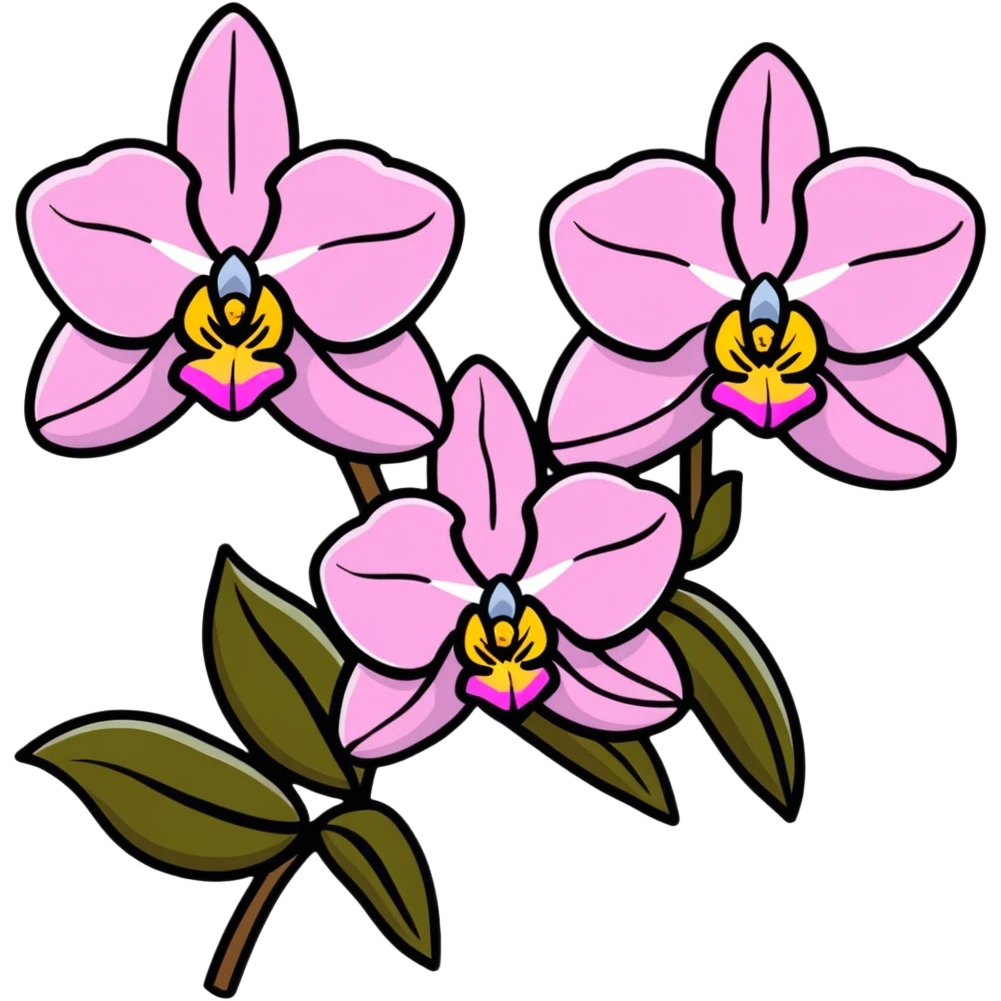 pink orchids  emoji