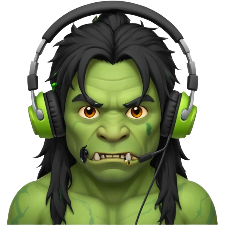 long haired ork with headphones emoji