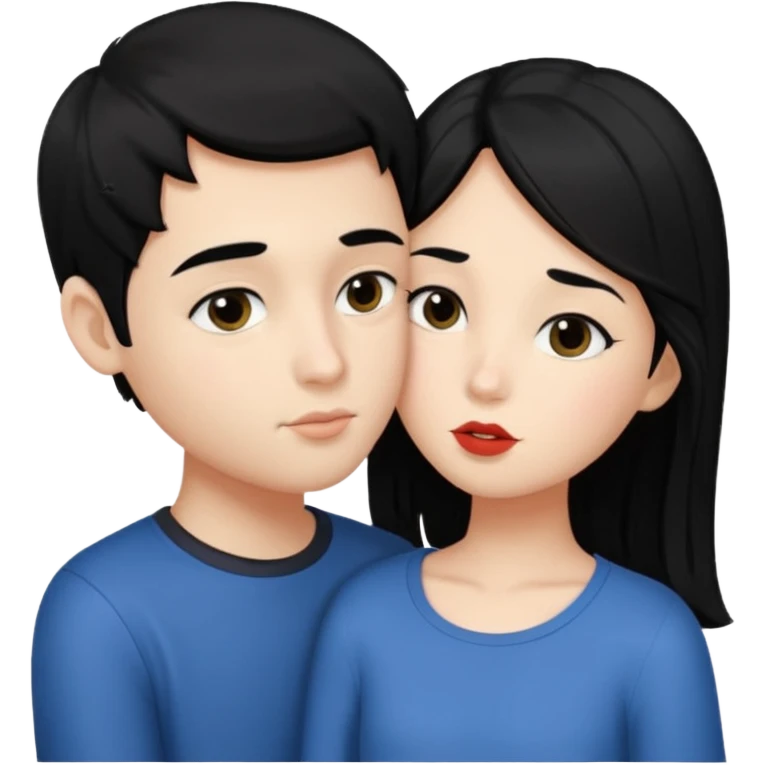 kiss a girl and boy from black hair  emoji