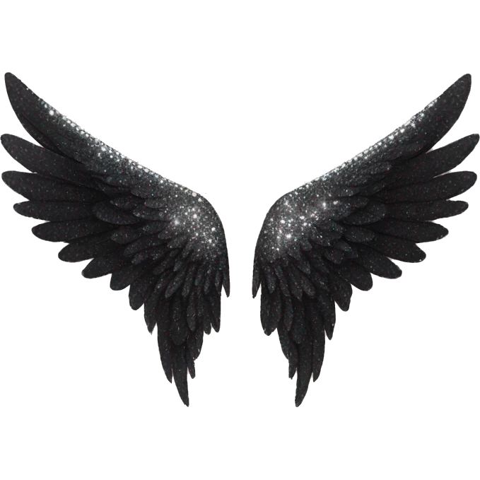 sparkly pair of black angel wings emoji