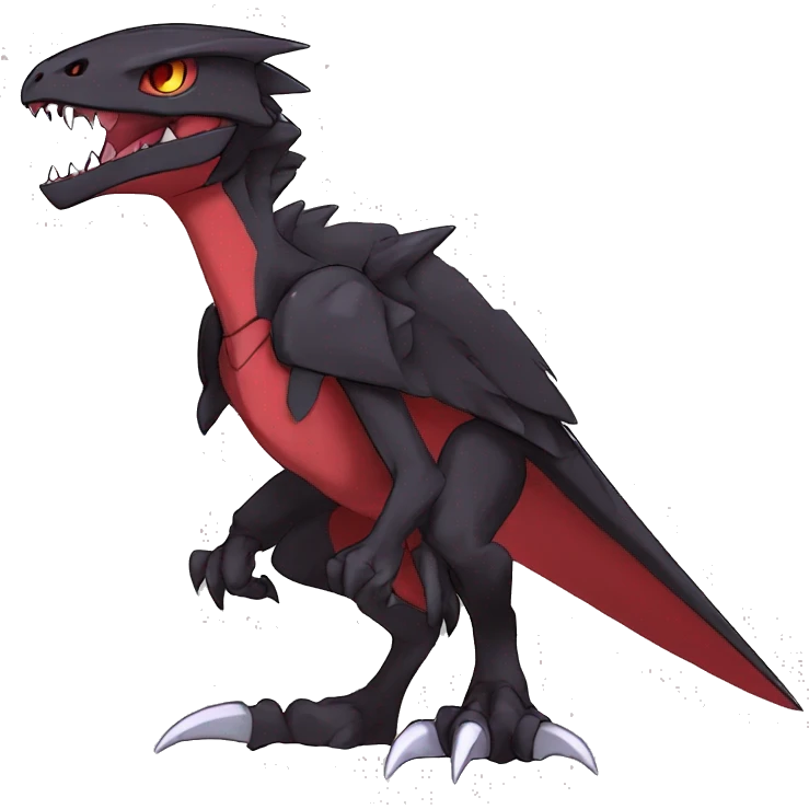  Cool Edgy Punk Black Red Digimon-Fakemon-Raptor-Genesect-Reptile full body emoji