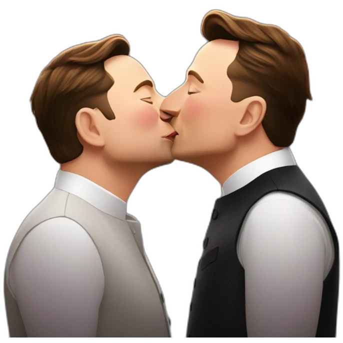 Modi ji kissing Elon musk emoji
