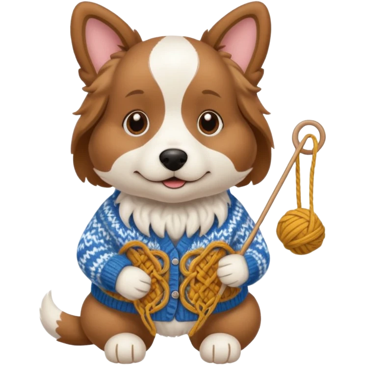 dog knitting a sweater emoji
