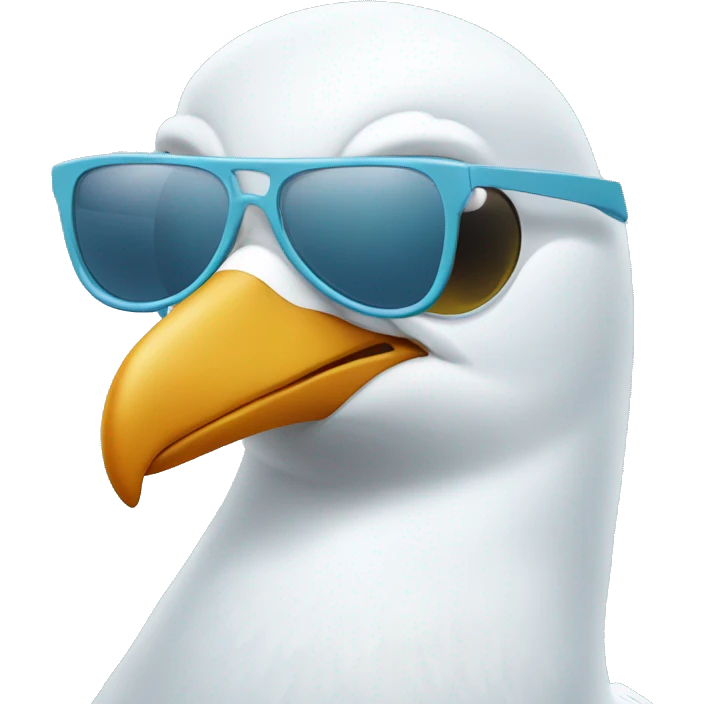 seagull wearing sunglasses with light blue background  emoji