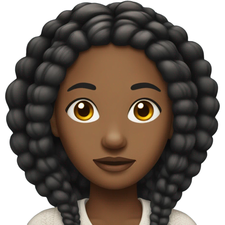 black woman with knotless braids and lashes emoji