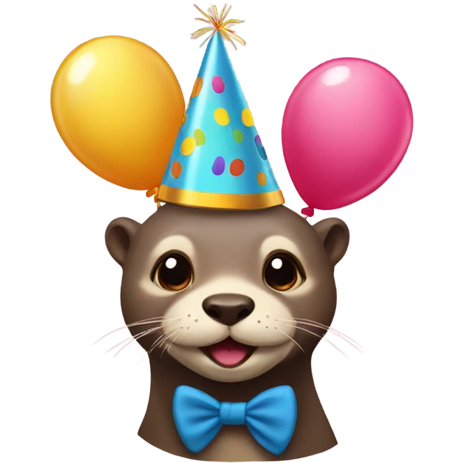 Otters with birthday hats emoji