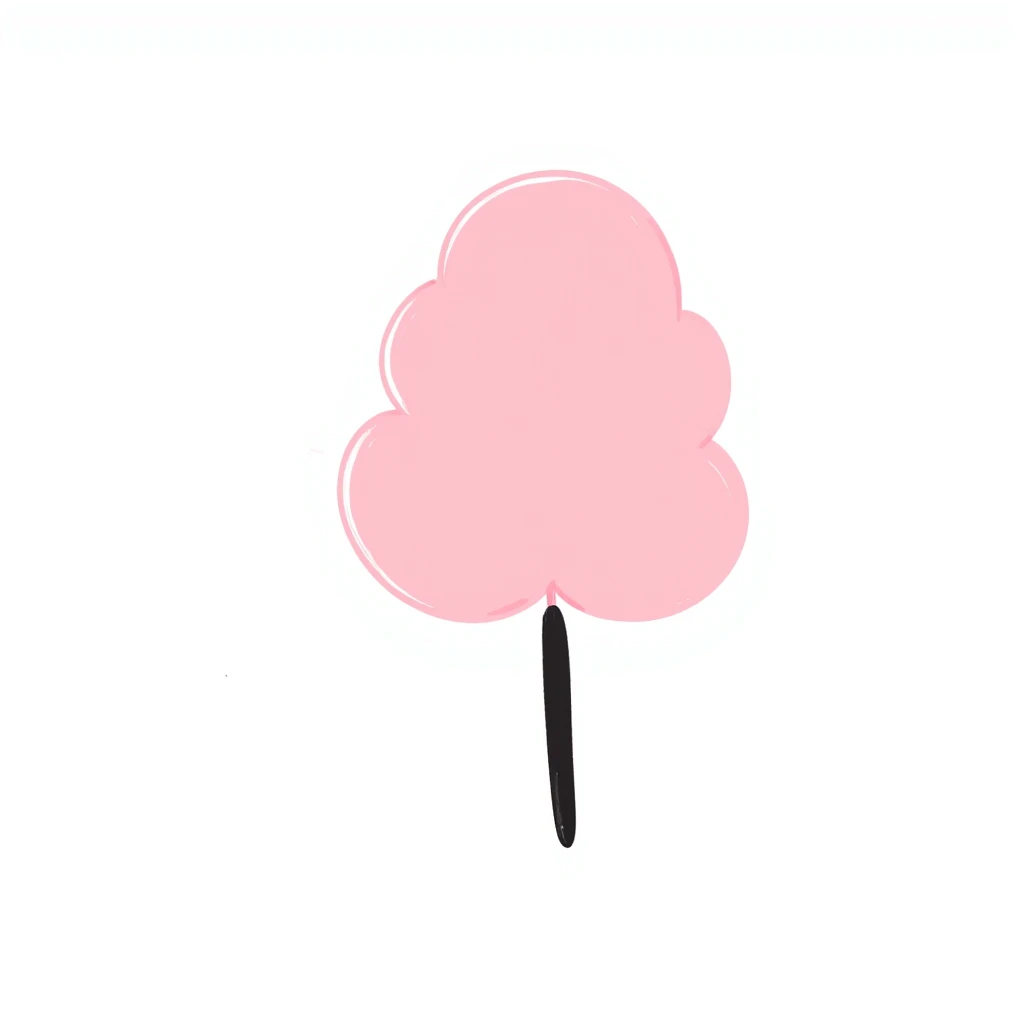 fluffy pastel pink cotton candy on a paper stick, soft and whimsical emoji