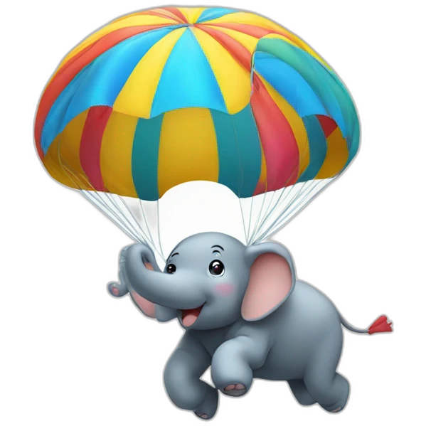 Elefant jumping parachute emoji