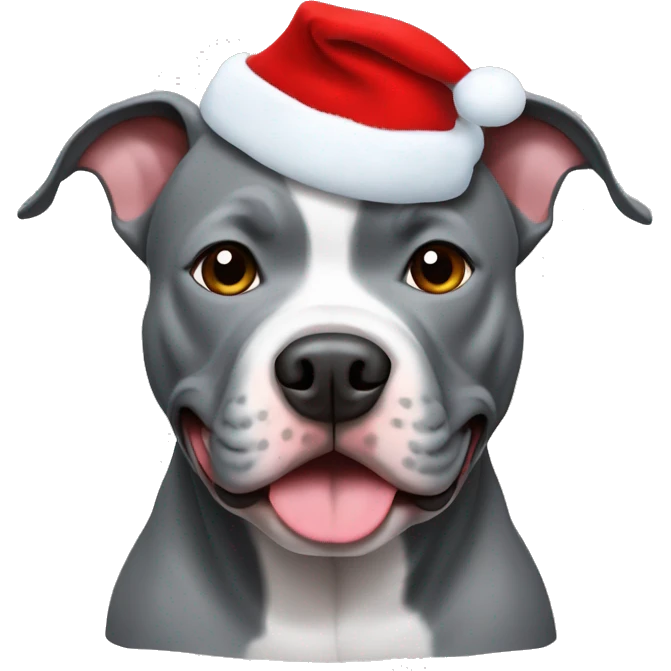 grey pitbull with chritsmas cap emoji